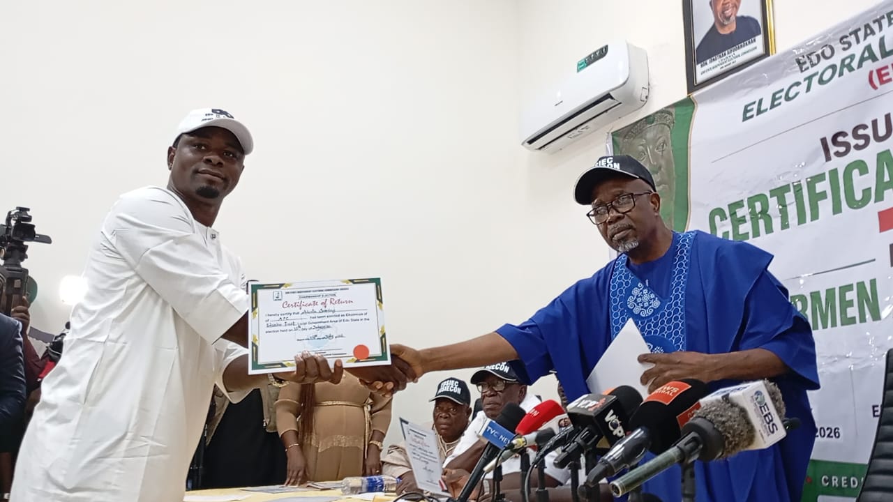 BREAKING: Sunny Ekpeson Receives Certificate of Return After Landslide Win in Etsako East Chairmanship Election