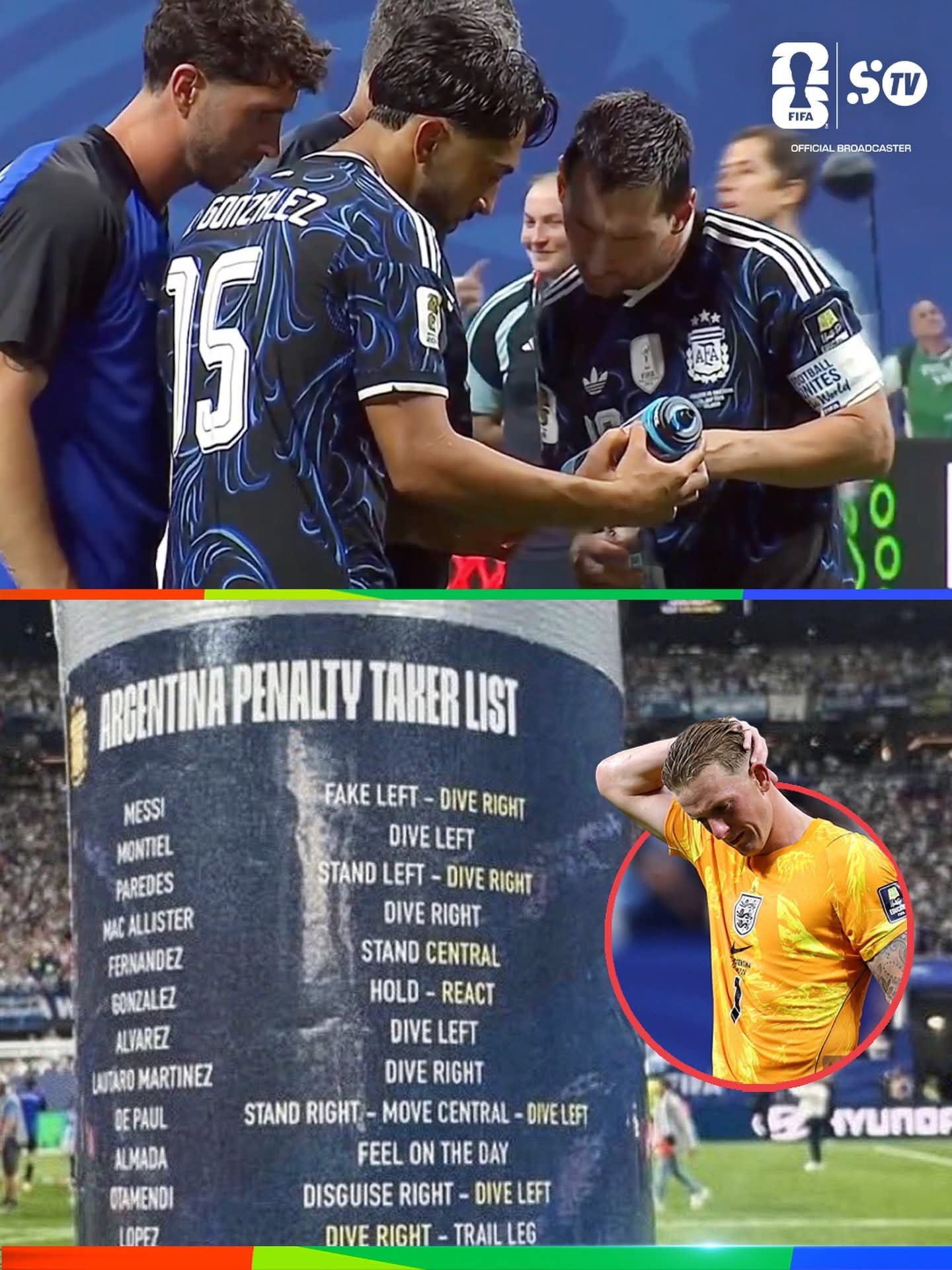 Messi, Argentina Discover Pickford's Penalty Cheat Sheet After World Cup Semi-Final Win