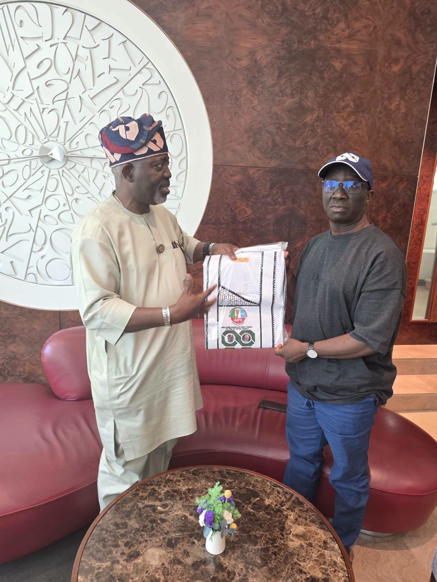 APC UK Chairman Tunde Doherty Presents Official Campaign Regalia To Edo Governor [SEE PHOTOS]
